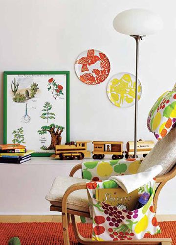 在家里点缀些儿童设计中常用的糖果色，可以让心情在色彩的感染下愉快起来